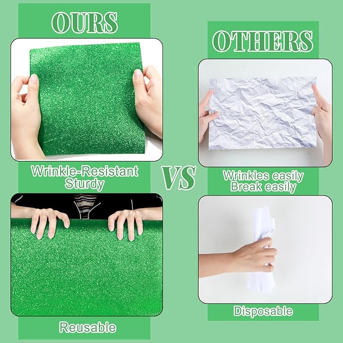 Glitter Bulletin Board Roll Green Bulletin Board Paper Sparkle Green Wrapping DIY Art Crafts Fade Resistant Wrinkle Resistant Poster for Classroom Office Home Backdrop Decoration 15.7" x 12 Ft
