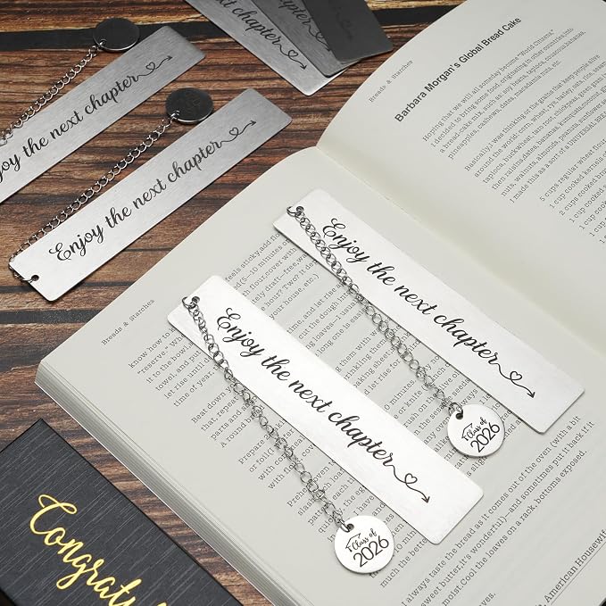 12set Graduation Gifts Bulk for Class of 2026 Students, Charm Bookmark with Gift Box Inspirational Grad Gifts for 2026 Senior High School Classroom Students Teacher Graduation Party Favors (Classic)