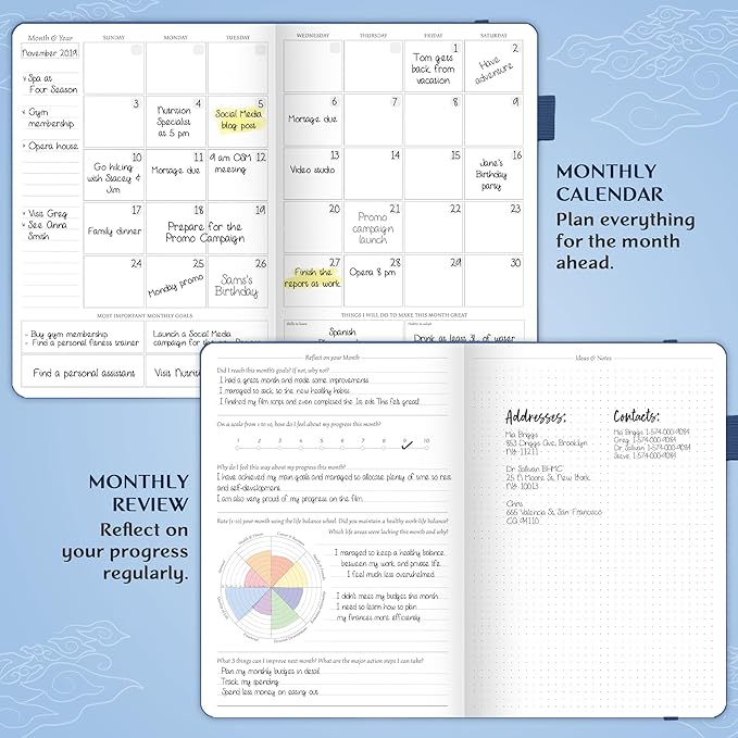 Legend Planner PRO – Deluxe Weekly & Monthly Life Planner to Increase Productivity and Hit Your Goals. Time Management Organizer Notebook – Undated – 7 x 10" Hardcover + Stickers – Mystic Blue