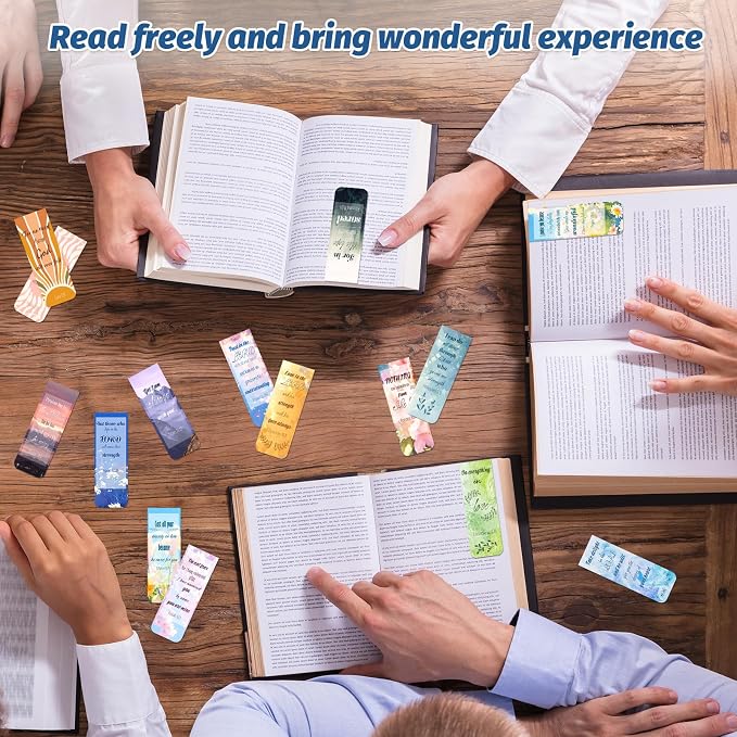 48 Piece Bible Verse Magnetic Bookmarks - Christian Scripture Inspirational Book Marks with Boxes - Religious Motivational Book Marker Prayer Page Clips for Women & Men Reading Gifts (Unique Style)