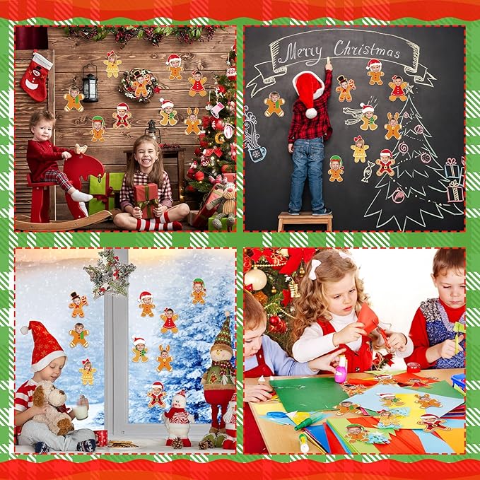 Gersoniel 72 Pcs Christmas Gingerbread Man DIY Paper Cutouts Xmas Bulletin Board Decoration Christmas Cutouts Cartoon Decoration for Xmas Holiday Festival Party Supplies Photo Crafts Home Decor