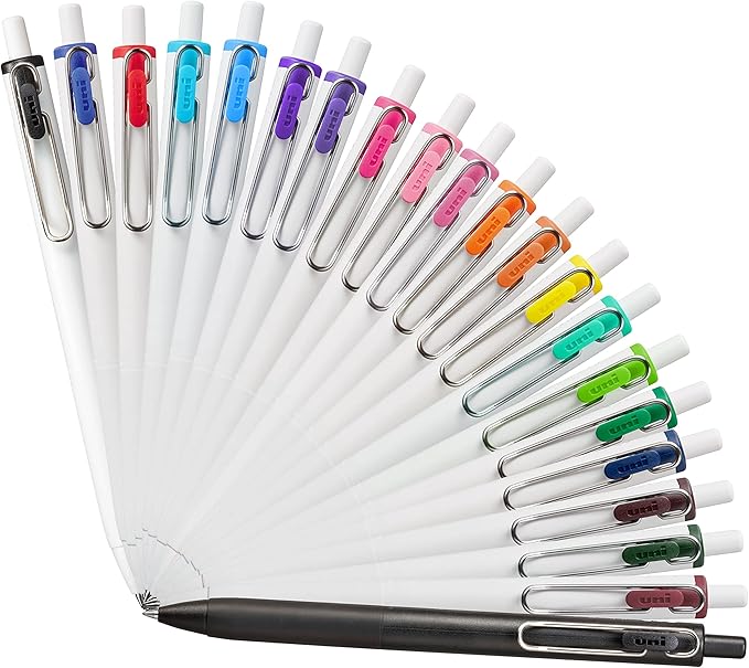 uniball one Retractable Gel Pens, Medium Point (0.7mm), Black Ink, 12 Pack