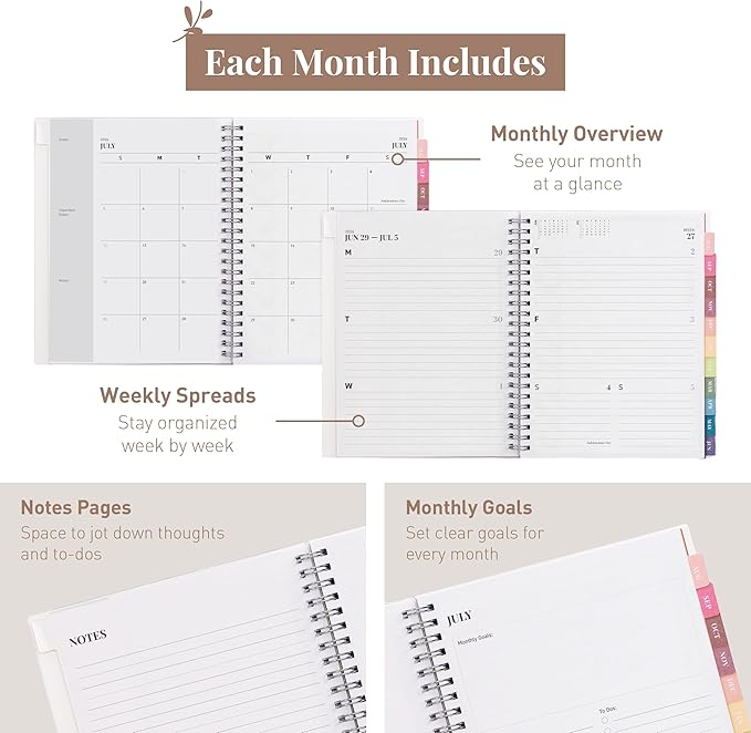 Rileys Academic Planner 2026-2027, Daily, Weekly & Monthly Planner, July 2026 - June 2027, Student Notes Pages, Twin-Wire Binding, Weekly Agenda for School & Work (8 x 6-Inches, Black)