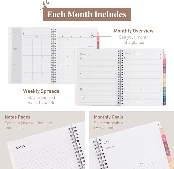 Rileys Academic Planner 2026-2027, Daily, Weekly & Monthly Planner, July 2026 - June 2027, Student Notes Pages, Twin-Wire Binding, Weekly Agenda for School & Work (8 x 6-Inches, Chunky, Black)