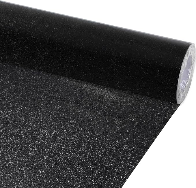 gisgfim 16" x20ft Glitter Bulletin Board Paper Roll Sparkle Color Bulletin Board Background Poster Paper Non Fading Gift Wrapping DIY Art Crafts for Office Classroom Decoration, Black