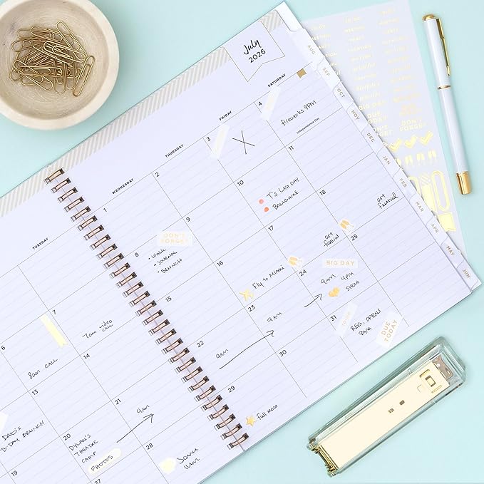 Blue Sky Day Designer 2026-2027 Monthly Academic Year Planner Calendar, July 2026 - June 2027, 8" x 10", Monthly Layout, Flexible Cover, Wirebound, Laminated Tabs, Climbing Floral Mint