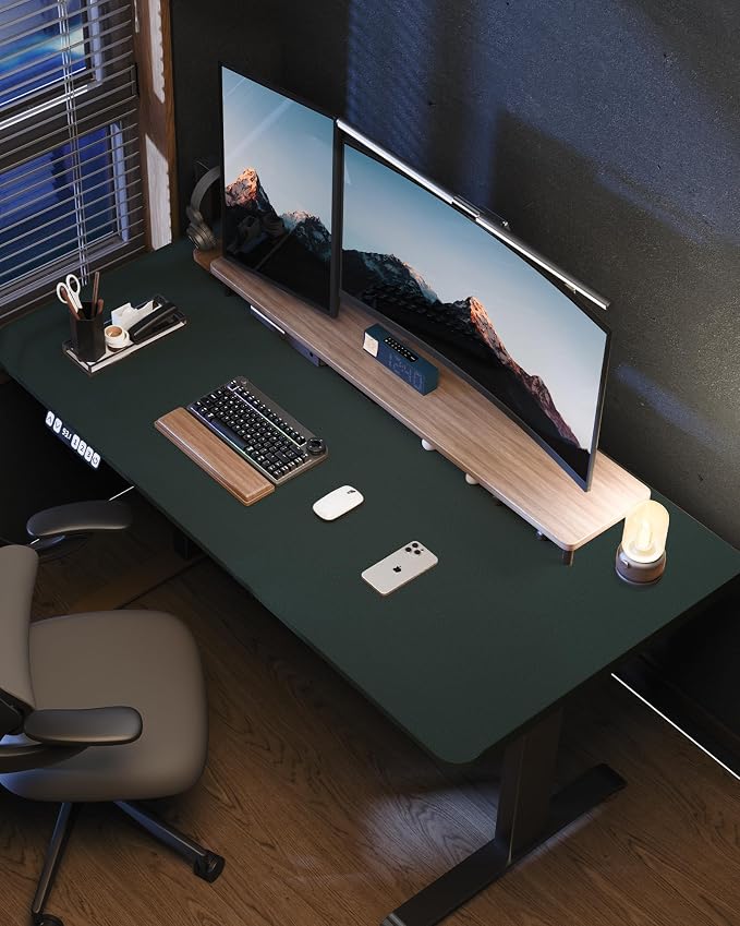 AFIING Large Desk Mat 55" x 24" - PU Leather Desk Pad Protector, Waterproof Non-Slip Extended Mouse Pad for Office Desk, Keyboard, Laptop and Home Workspace (Dark Green)