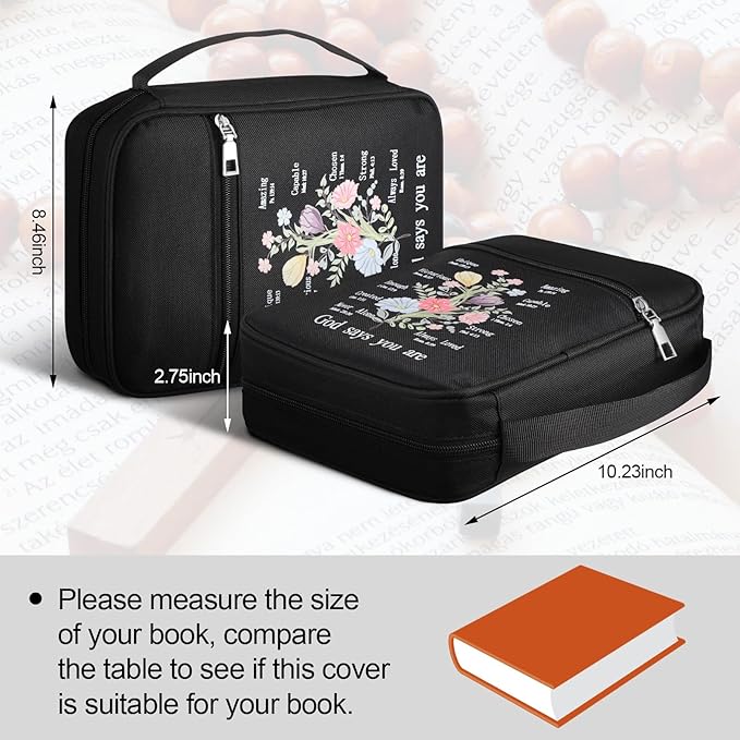 Aliceset 2 Pcs Bible Cover Case for Women Floral Carrying Book Case Church Bag Portable Protective with Handle and Zippered Pocket Bible Study Accessories Supplies for Women Men Christian Gifts