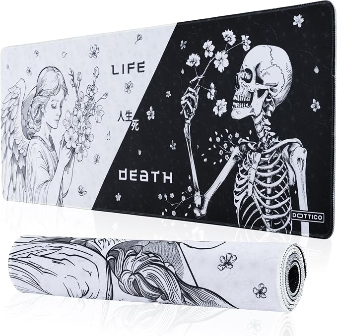 XL Large Gaming Mouse Pad for Desk - Desk Mat for Keyboard and Mouse - PC Mouse Pad - Non-Slip Water Resist Rubber Base, Stitched Edges - 31.5x11.8 in - 80x30 cm (Life&Death, X-Large)