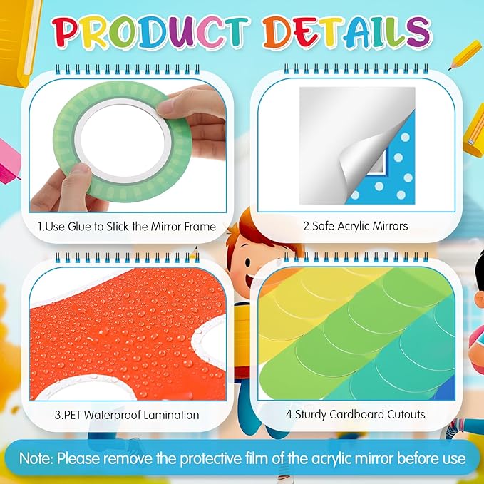 Honoson 59 Pcs Motivational Bulletin Board Set Mirror Mirror on The Wall There's a Leader in Us All Bulletin Board Cutouts Affirmation Station Classroom Decorations for School Classroom Wall Supplies