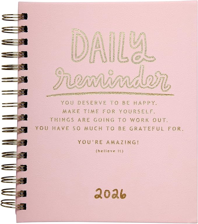 WORLD TRAVELER 2026 Planner Weekly and Monthly - 7'' x 8.75'' Hard Cover January December Spiral Daily Planner 2026 To Do List, Size 7X8.75, Pink Daily