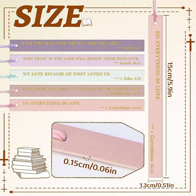 20PCS Leather Bookmark Bible Bookmarks for Reading Women Men Kids Book Lovers Christian Gifts, Page Markers Book Marks Religious Christian Bookmarks Inspirational Bible Verse Scripture (Warm-Toned-1)