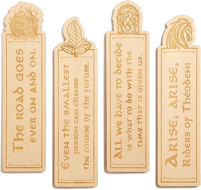 Lord of Rings Bookmarks Iconic Quote Engraved Wooden Book Markers for Tolkien Fans & Bookish Themed Reading Accessories
