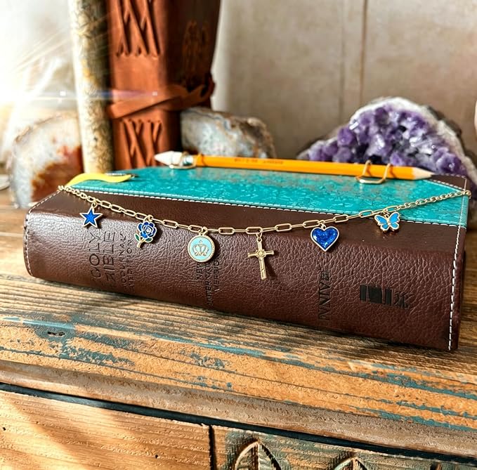 Bible Charm, Christian Bible Charms Chain Bookmark, Christian Jewelry Religious Faith Gift (Style G)