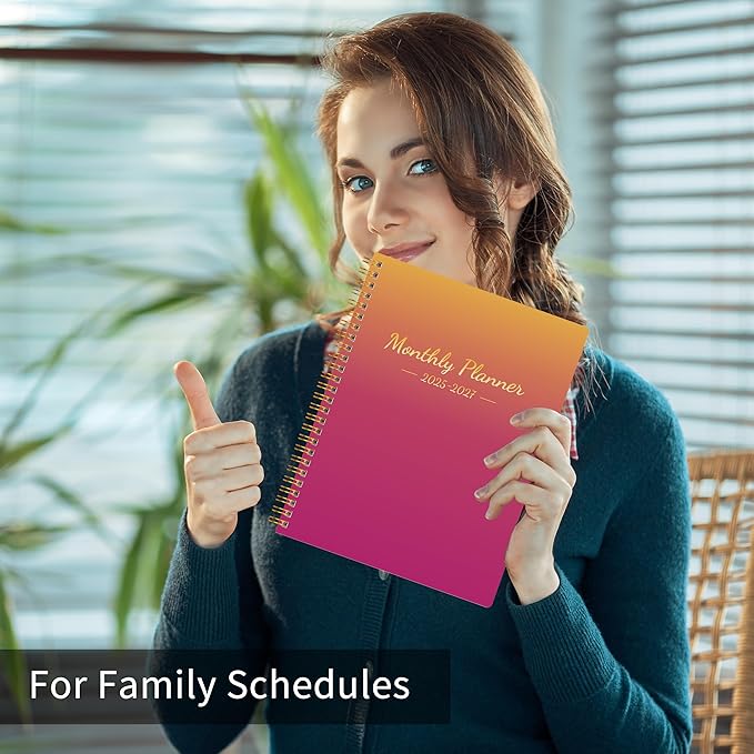 Monthly Planner 2026-2027 Calendar Planner with Hardcover from JAN 2026 - June 2027, 8.5" x 11", 18 Months for School Office Home Planning, Pinkish-Orange