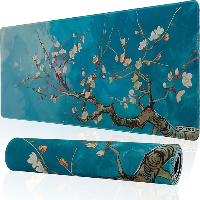 XL Large Gaming Mouse Pad for Desk - Desk Mat for Keyboard and Mouse - PC Mouse Pad - Non-Slip Water Resist Rubber Base, Stitched Edges - 31.5x11.8 in - 80x30 cm (Almond Blossoms, X-Large)