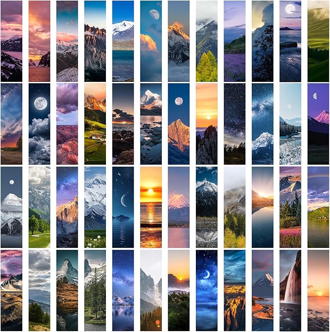 200 PCS Landscape Bulk Bookmarks for Kids 50 Designs Book Marks for Students Double Sided Cute Book Mark Themed Book Marks Set Set for Book Lovers Children Students Classroom Gift for Teacher
