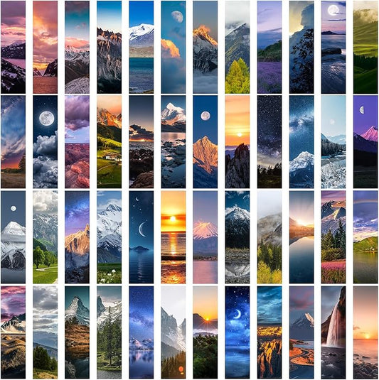 200 PCS Landscape Bulk Bookmarks for Kids 50 Designs Book Marks for Students Double Sided Cute Book Mark Themed Book Marks Set Set for Book Lovers Children Students Classroom Gift for Teacher