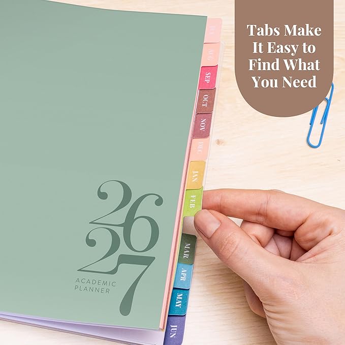 Rileys Academic Planner 2026-2027, Daily, Weekly & Monthly Planner, July 2026 - June 2027, Student Notes Pages, Twin-Wire Binding, Weekly Agenda for School & Work (8 x 6-Inches, Classic, Green)