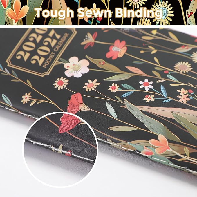 Pocket Calendar 2026-2027 for Purse, 2 Year Monthly Pocket Planner Small Size 6.5" x 3.5", Jan 2026 to Dec 2027 Pocket Calendar for Organizing & Planning (Gilded Butterfly)