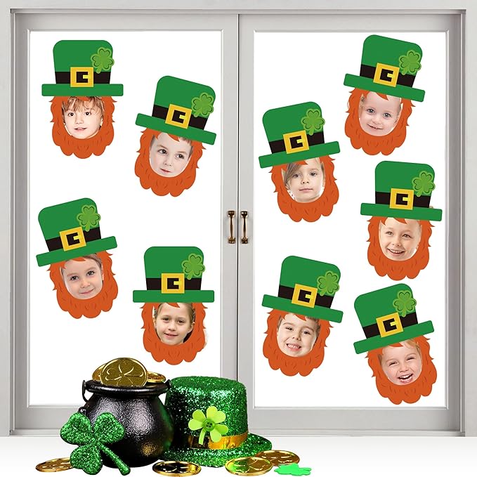50 Pcs St. Patrick's Day Bulletin Board Leprechaun Hat Cutouts Green Irish March Bulletin Board Decor for Classroom Home DIY Photo Crafts Chalkboard Decor Supplies