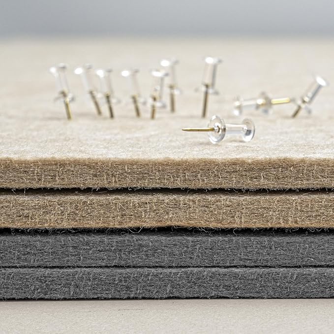 Lightomorrow Bulletin Board, 35 x 17 1/2 inches Felt Board - Decorative Pin Board, Cork Board Alternative for Wall, Foldable Self-Adhesive Vision Board Prayer Board with 20 Pushpins - Gray
