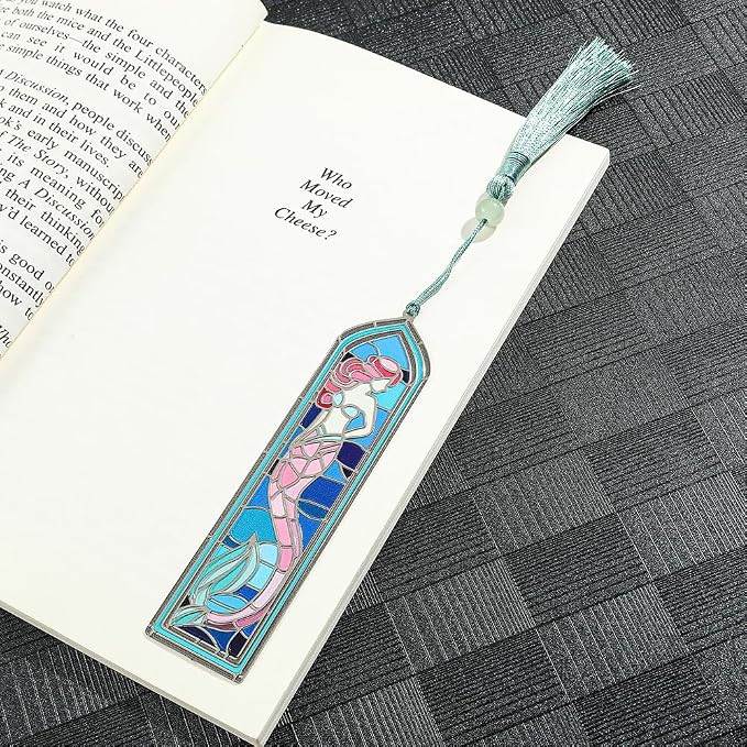 Enchanting Colourful Mermaids Bookmark with Tassel - Magic Brass Book Marks for Women Girls, Reading Supplies Books Accessories Gifts