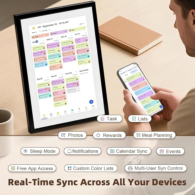 15.6" Digital Calendar Frame – Interactive Touchscreen Eletronic Calendars, Smart Family Planner for Schedule, Photo Display, Meals, Chore Chart & Tasks, Wall & Desk Mountable