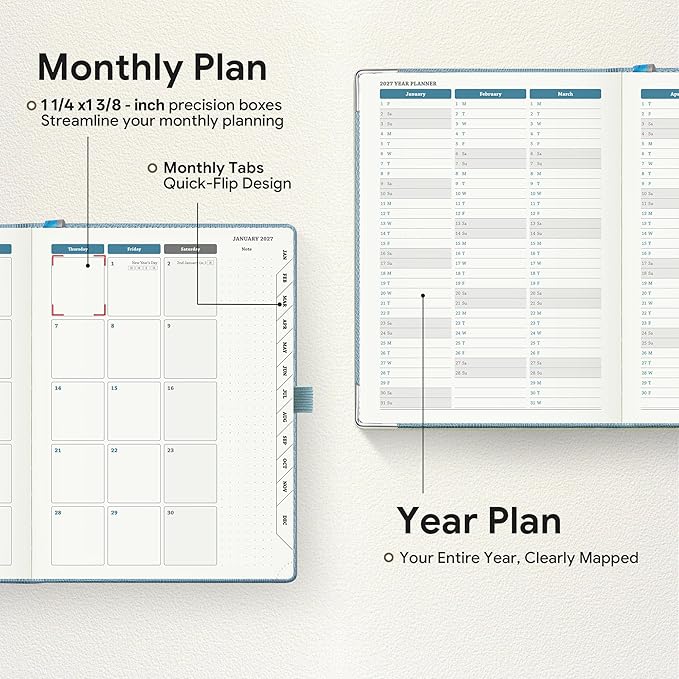 Planner 2026-2027 Weekly & Monthly Planner with Hourly Time Slots, 18 Month Academic Calendar July 2026 – Dec 2027, Vertical Layout, Monthly Tabs, Hardcover Business Agenda, Sky Blue