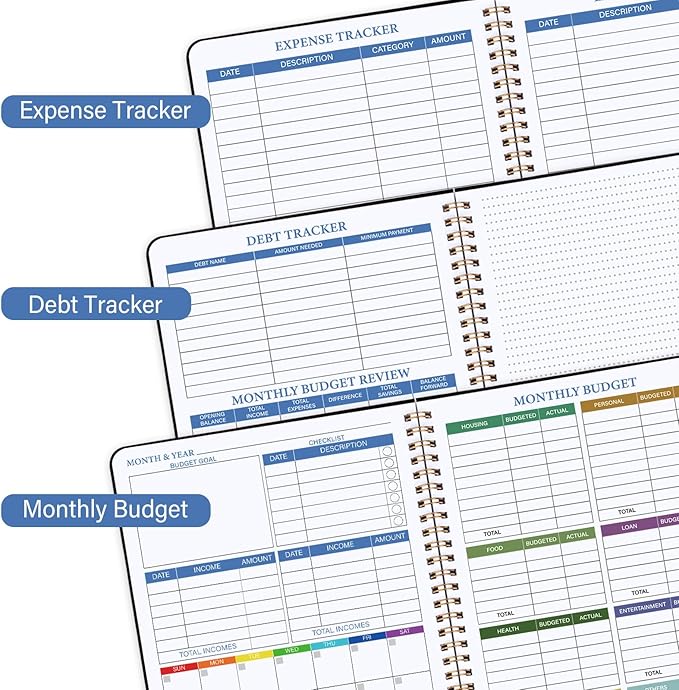 Budget Planner - Monthly Financial Planner Organizer with Expense Budget Book/Expense Tracker Notebook/Accounting Book to Manage Your Money Effectively, Start Anytime, A5(5.8" * 8.2") Black Golden