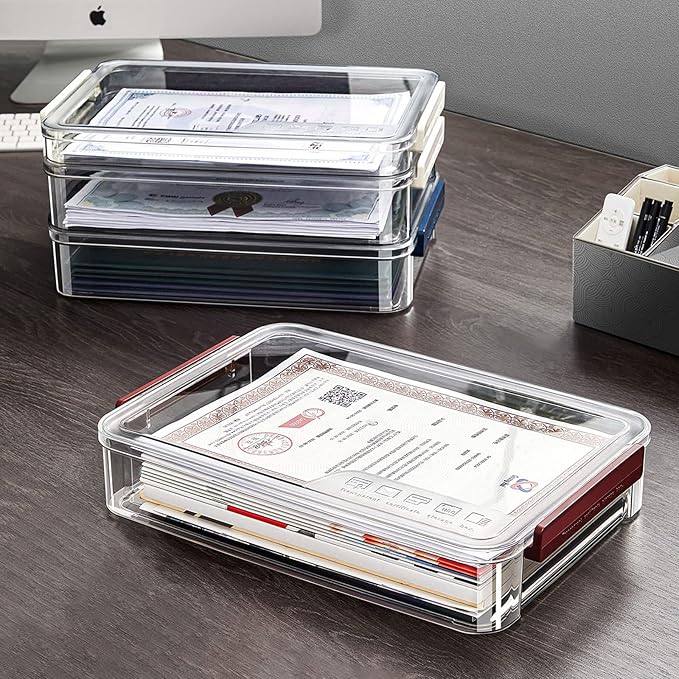 A4 Scrapbook Paper Storage, Photo Storage Box, Plastic File Box (2Pack, Blue)