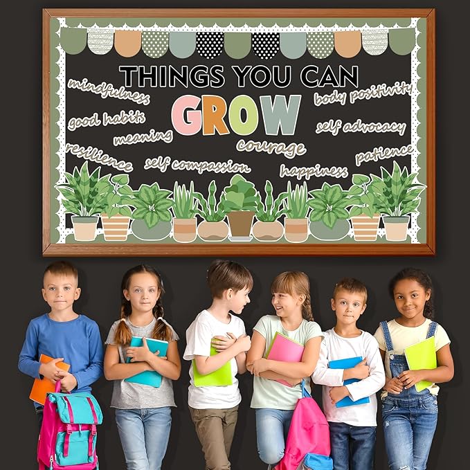 Summer Plant Classroom Bulletin Board Decorations Greenery Motivational Bulletin Board Set Plant Positive Growth Mindset Paper Cutouts for Back to School Nursery Elementary Home Wall Decor