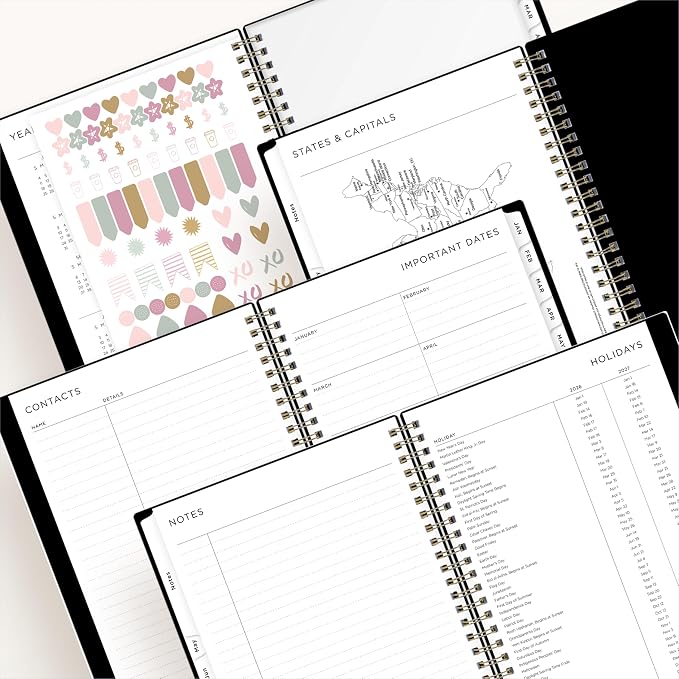 Blue Sky Ashley G 2026 Weekly and Monthly Planner Calendar, January 2026 - December 2026, 5.875" x 8.625", Flexible Cover, Durable Twin Wire Binding, Pocket & Extra Notes Pages, Sweetheart Black