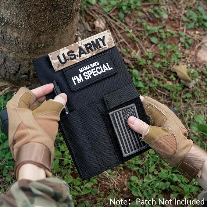 KOSIBATE OCP Military Log Book Cover,5.5”X 8”Army Tactical Notebook(Black,Only Cover)