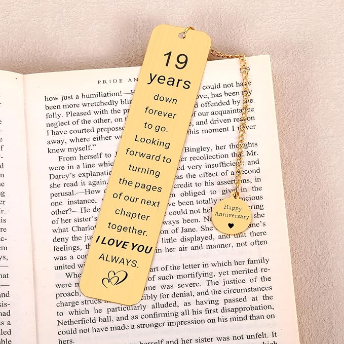 19th Bronze Anniversary Gifts for Men Women, 19th Wedding Anniversary Bookmark Gifts for Wife Husband Couples, Bronze Gift for 19 Year, Happy 19 Anniversarys Bookmark Gift for Mothers Day Fathers Day