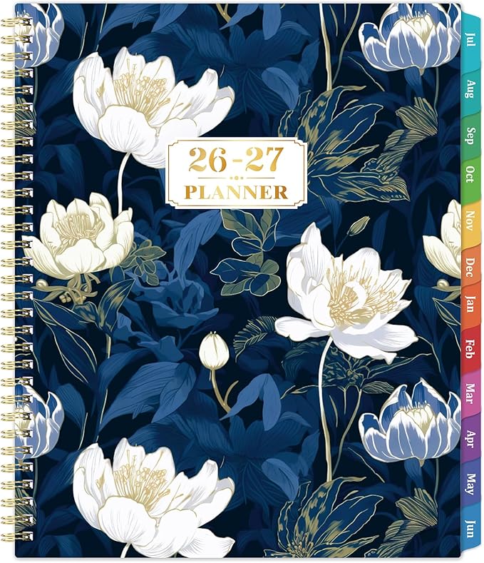 Planner 2026-2027 - July 2026 - June 2027, 8.5" x 11", Academic Planner 2026-2027 Weekly & Monthly, Large Calendar with 12 Monthly Tabs, Back Pocket