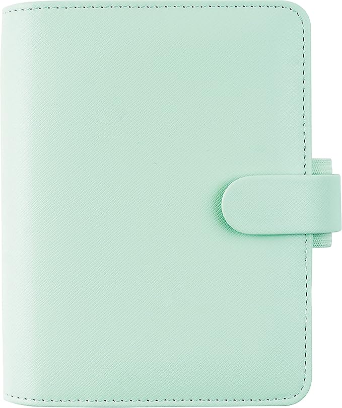 Filofax Saffiano Organizer, Pocket Size, Neo Mint - Cross-Grain, Leather-Look, Six Rings, Week-to-View Calendar Diary, Multilingual, 2025 (C028813-25)