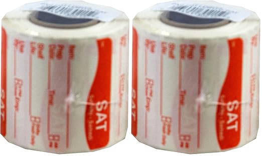 DayMark Safety Systems IT1122136 SAT DissolveMark Day of The Week Dissolvable Label, 2" x 2" (Roll of 250) (Pack of 2)