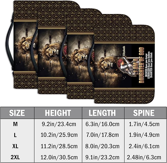 Personalized Bible Cover for Men, Christian Bible Case PU Leather, Jeus Bags Religious Appreciation Gifts for Women Girls Daughter Christian with Handle Zipper (BIBLE-12, M-2XL)