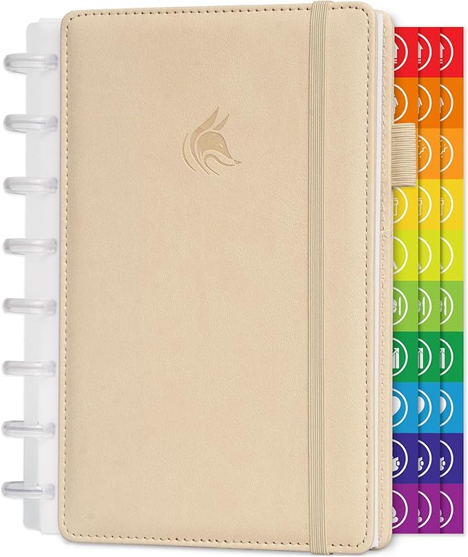 Clever Fox Disc-Bound Weekly Planner – Undated Monthly Notebook with Habit Tracker, Productivity Journal – Life, Work & Goal Organizer, 6.5 x 8.4" (Seashell)