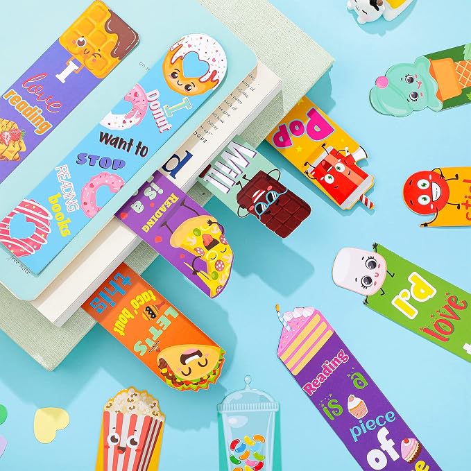 Fainne 108 Pieces Scented Scratch and Sniff Bookmarks for Kids Snack Fruit Scented Bookmarks Funny Classroom Smelly Bookmark for Students Teenager School Office Home, 12 Style