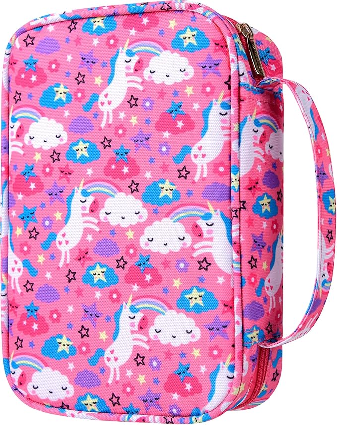 G-LEAF Bible Cover Case/Book Cover Floral Pattern with Handle Fits for Standard Size Bible, 9 x 6.3 x 2.4 in, Pink