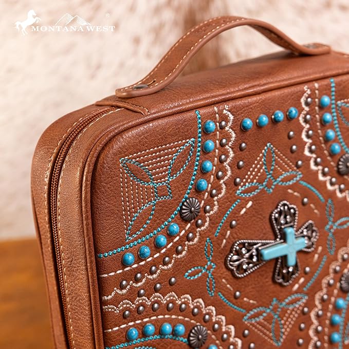 Montana West Western Style Embroidered Bible Covers for Women Men Book Carrying Case Church Bag Outdoor Bible Protective