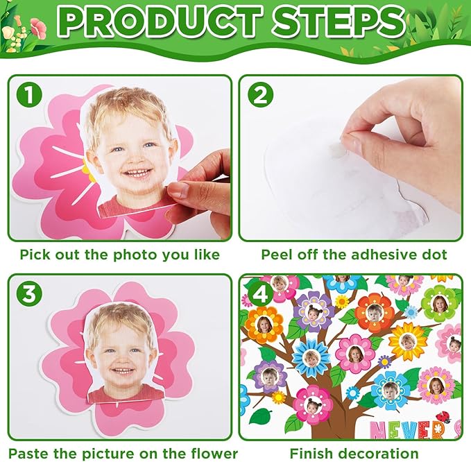 Spring Tree Bulletin Board Decorations Colorful Flowers Butterfly Classroom Bulletin Board Set Never Stop Growing Photo Posting Craft Cutouts for Home School Offices Back to School Wall Decor Supplies