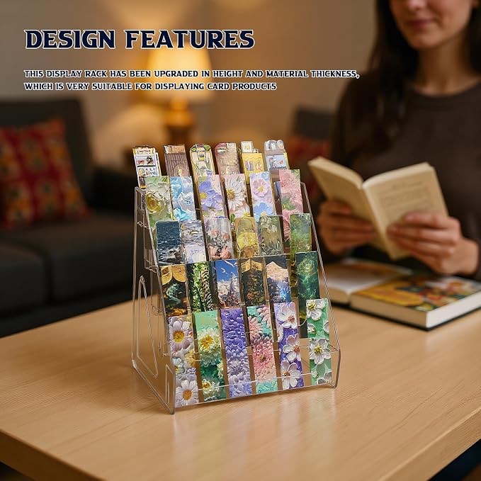 5 Tier Bookmark Display Stand for Vendors, Clear Bookmark Sticker Holder Greeting Card for Business Vendor, Retail Store Shop