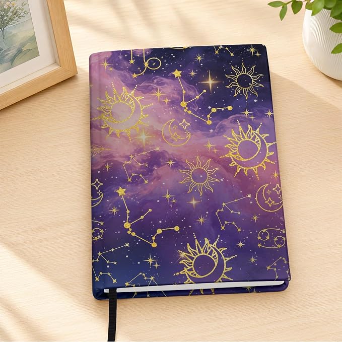 6 Pack Stretchable Book Covers, Jumbo Book Covers for Paperbacks Hardcover Books up to 9 x 11 Inches, Reusable Washable Protective Fabric Books Sleeves, Starry Sky