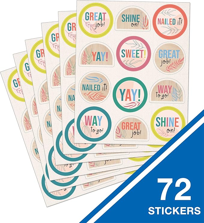 Carson Dellosa True to You 72 Motivational Stickers for Kids, 6 Sheets of Incentives with Positive Affirmations for Prizes, Reward Chart, and School Supplies, Classroom Must Haves