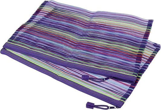 MECCANIXITY Mesh Zipper Pouches, A4 Colorful Pencil Case Document File Bags Storage Organizer for Office Supply Travel Accessory, Purple Pack of 6