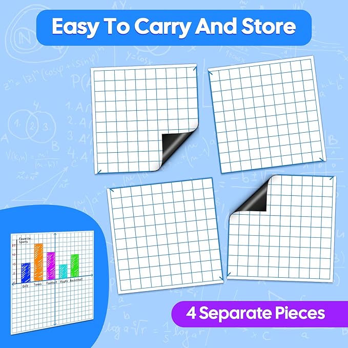 Giant Magnetic XY Coordinate Grid Paper Dry Erase Large Graph Chart Board for Whiteboard, Elementary Middle High School Math Manipulatives Teacher Essentials Classroom Must Haves Supplies