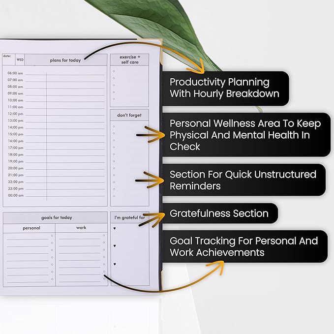 Daily Planner Undated - Aesthetic Undated Planner Notebook with To-Do List- Project Management Planner for Easy Organization and Task Boosting Productivity- 208-pages-A5 goal planner with pen